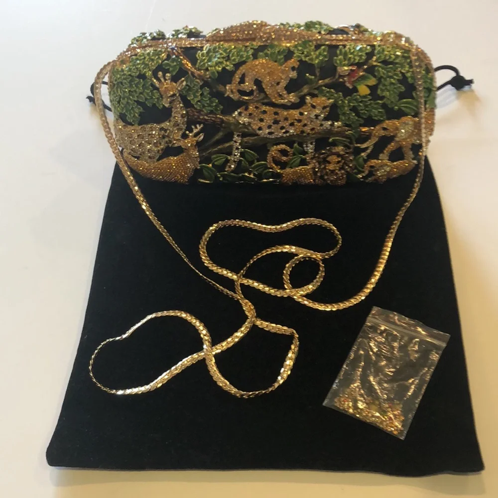 LUXMOB <Jungle> Crystal Accented Clutch w/ Chain NWT - Picture 6 of 6